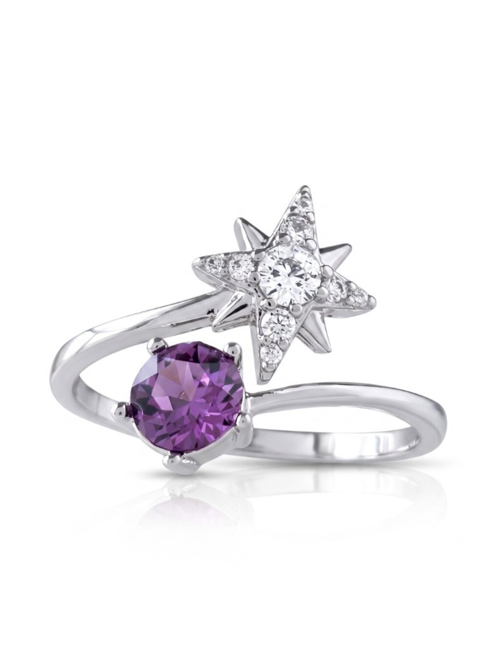 Amethyst Star Cluster Ring with Swarovski Crystals, Charmed Aroma 2021